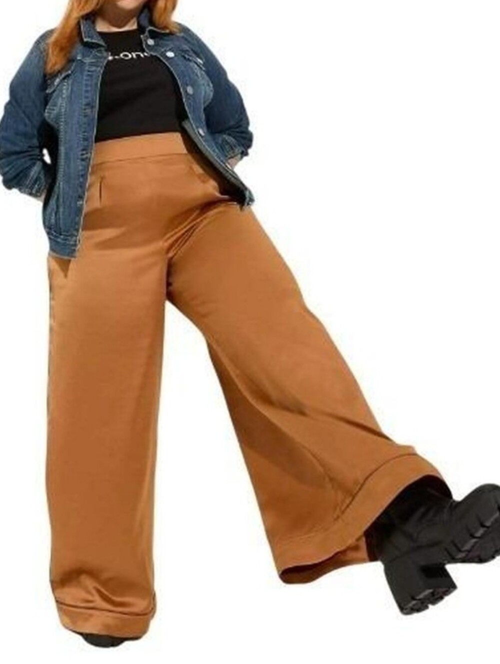 00 M/L Torrid Copper Satin Wide Leg High Rise‎ Trousers